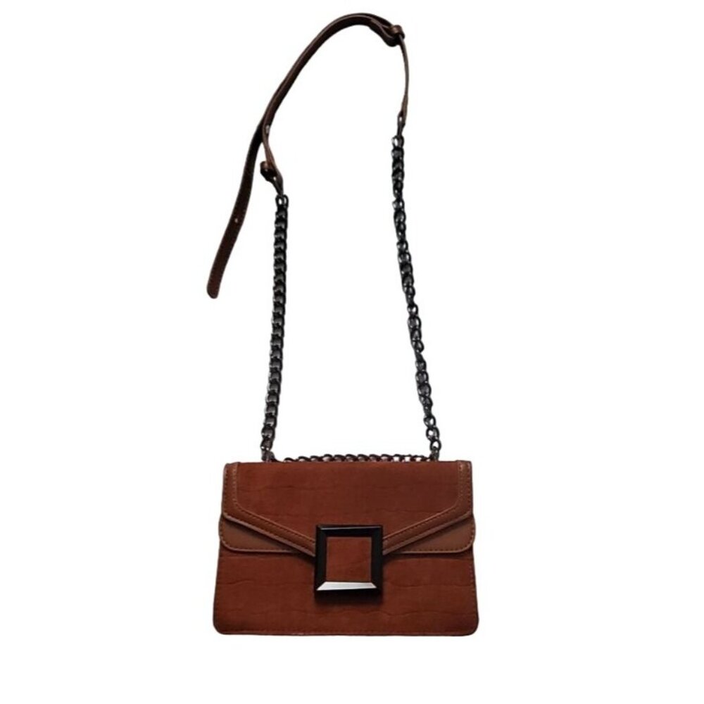 Women's Brown Faux Suede Messenger Shoulder Crossbody Sling Bag Purse - Picture 2 of 10